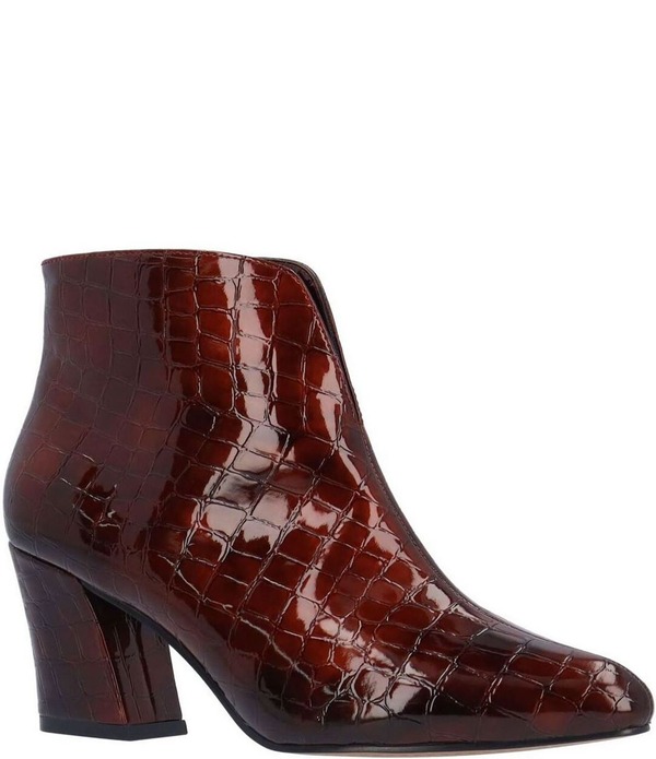 ジェイレニー レディース シューズ ブーツ・レインブーツ J. Renee Tatum Croco Embossed Patent Dress Booties Burgundy バーガンディ その他-ブーツ-靴