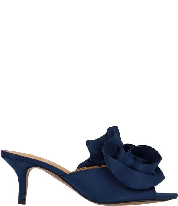 ジェイレニー レディース シューズ サンダル フリル サテン J. Renee Briston Satin Ruffle Flower Ornamentedresslide Sandals Navy ネイビー