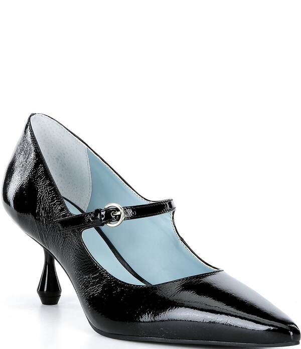 フランセスバレンタイン レディース シューズ 踵 なめし革 Frances Valentine Naomi Crinkle Patent Leather Mary Jane Pumps Black 黒いこと