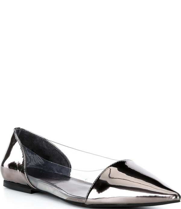 ジェフリー キャンベル レディース シューズ パンプス レザー Jeffrey Campbell Stealthy Patent Leather Clear Side Pointed Toe Flats Pewter/Clear ピューター