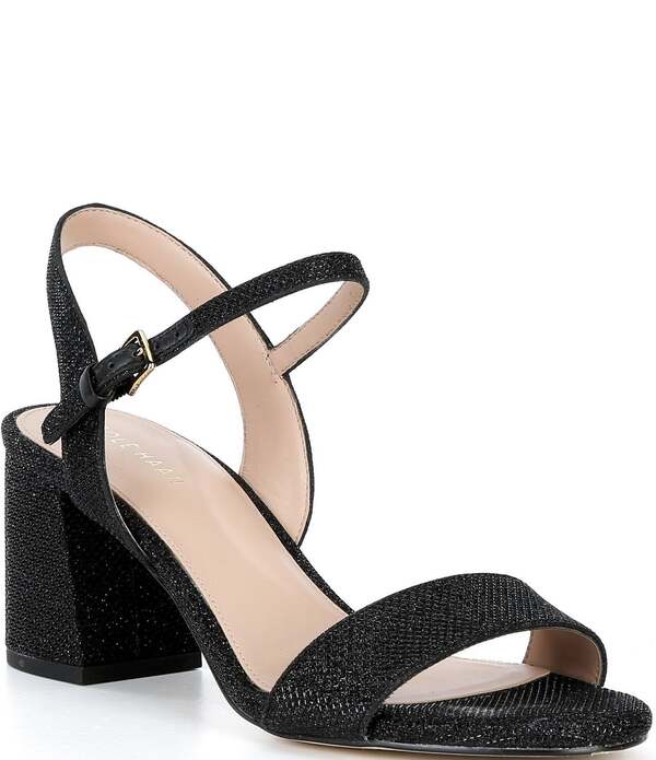 電話を掛けるハーン レディース シューズ 踵 サンダル メッシュ アンクル Cole Haan Josie Glitter Mesh Ankle Strap Dressandals Black 黒いこと