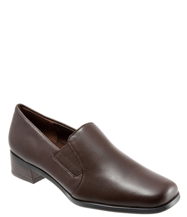 トロッターズ レディース シューズ スリッポン・ローファー レザー ヒール Trotters Ash Leather Block Heeloafers Fudge アッシュ