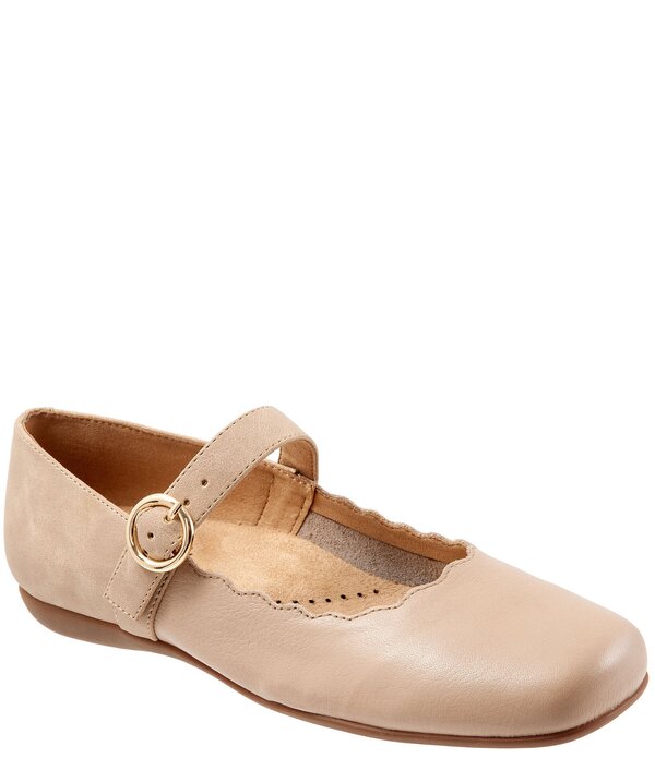 トロッターズ レディース シューズ パンプス なめし革 Trottersugar Scalloped Leather Mary Jane Flats Nude パンプス-靴-レディース靴