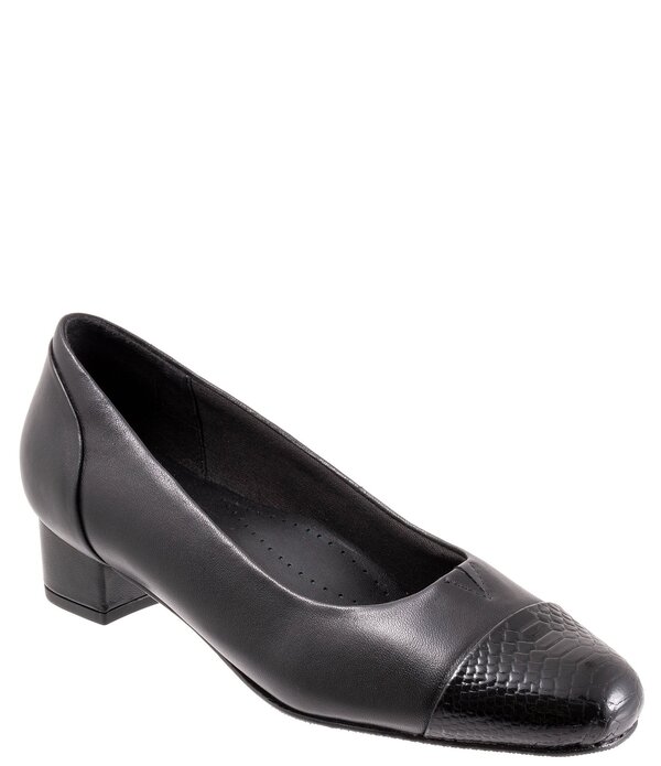 トロッターズ レディース シューズ パンプス 刷り上げる 鳥打ち帽 なめし革 Trotters Daisy Leather Snake Print Cap Toe Pumps Black Snake 黒いこと パンプス-レディース靴-靴