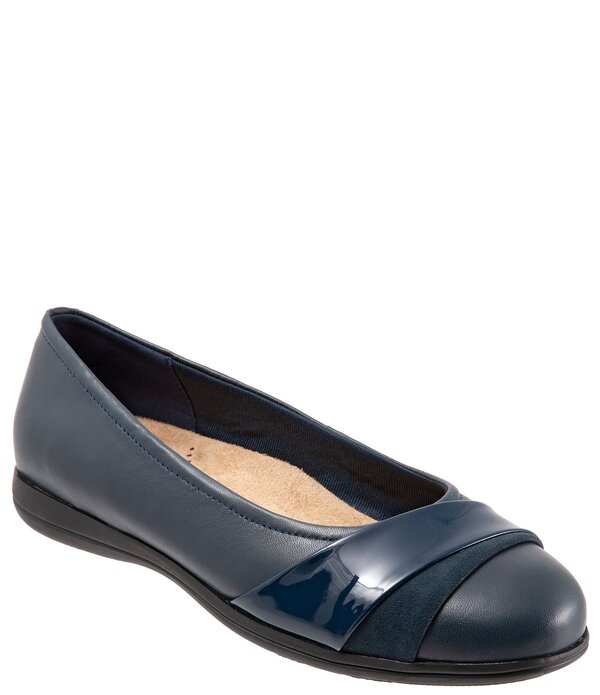 トロッターズ レディース シューズ パンプス レザー Trotters Danni Mixed Leather Flats Navy ネイビー