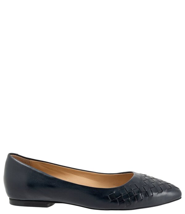 トロッターズ レディース シューズ パンプス Tシャツ レザー Trotters Estee Woven Leather Flats Navy ネイビー｜ReVida 店
