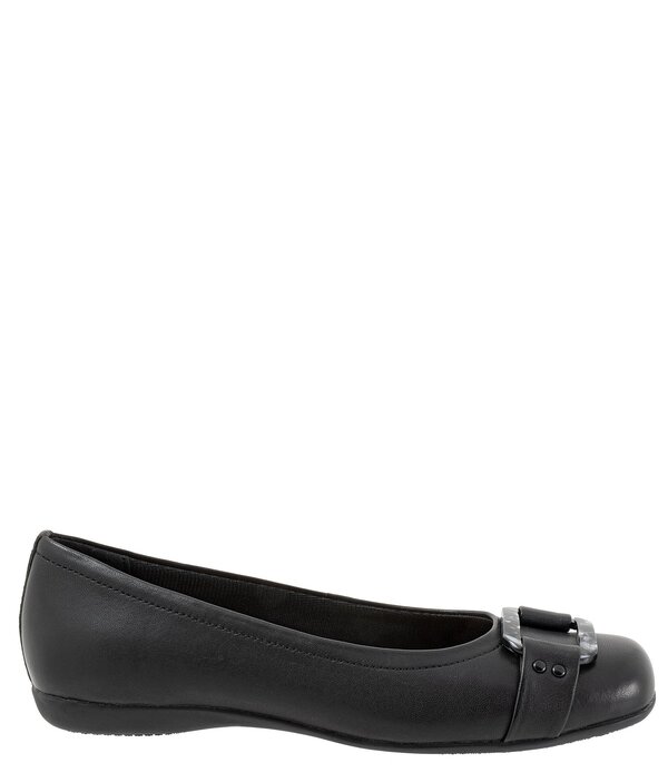トロッターズ レディース シューズ パンプス レザー Trottersizzle Signature Leather Buckle Ornament Ballet Flats Black/Black ブラック