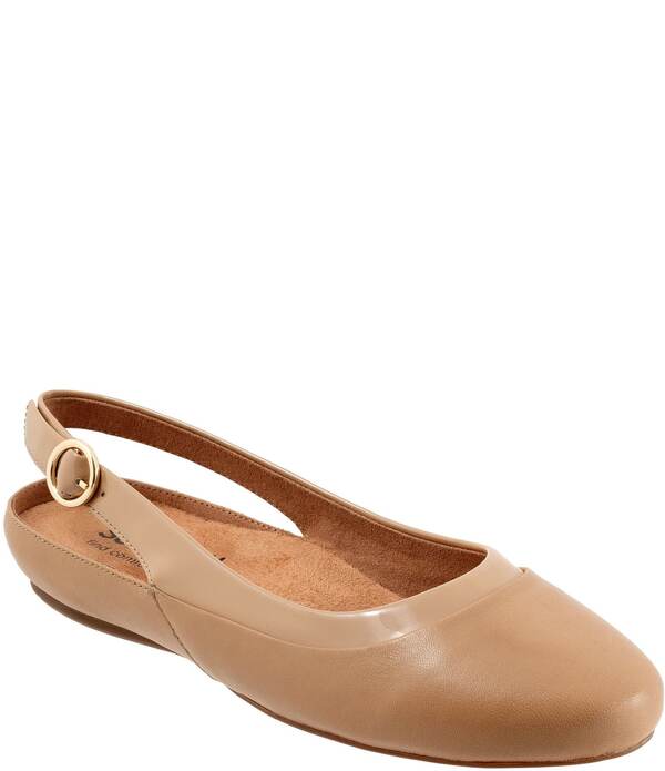 ホンブルグ帽ウォーク レディース シューズ パンプス なめし革 SoftWalk Sheffield Leather Slingback Flats Beige ベージュ
