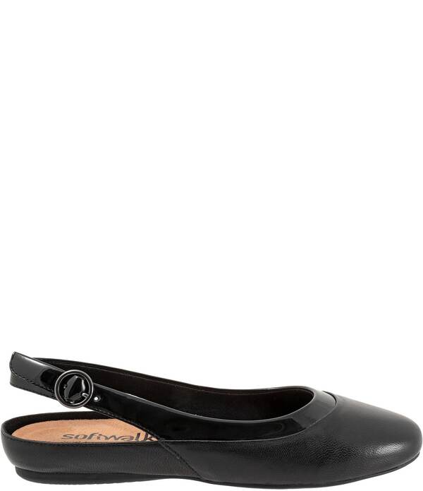 ソフトウォーク レディース シューズ パンプス レザー SoftWalk Sheffield Leather Slingback Flats Black ブラック