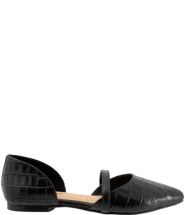 トロッターズ レディース シューズ パンプス レザー Trotters Emory Croco Embossed Leather Pointed Toe Flats Black ブラック