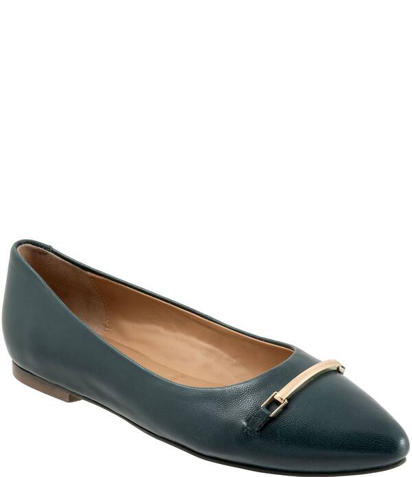 トロッターズ レディース シューズ パンプス レザー Trotters Everly Leather Pointed Toe Flats Emerald エメラルド｜ReVida 店