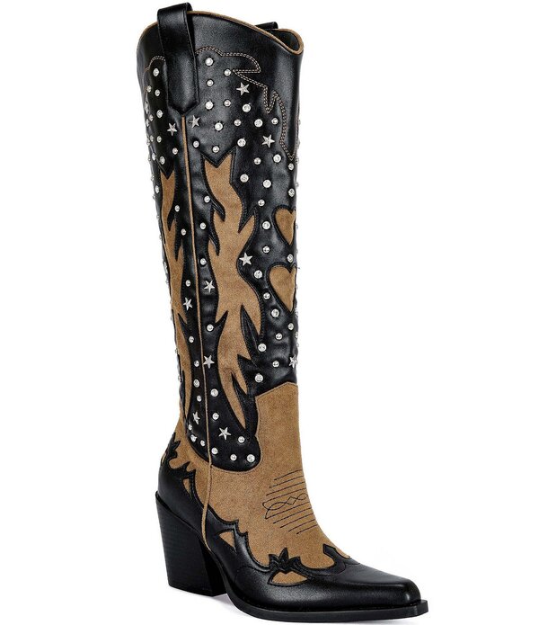 アザレア ワン レディース シューズ ブーツ・レインブーツ ヒール Azalea Wang Kalpana Studded Heeled Western Boots Black ブラック