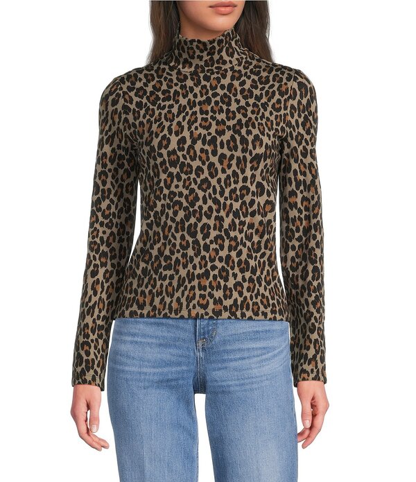 スパンク レディース トップス シャツ タートルネック ニット Spanx Knit Long Sleeve Leopard Turtleneck Top Fierce Feline アニマル