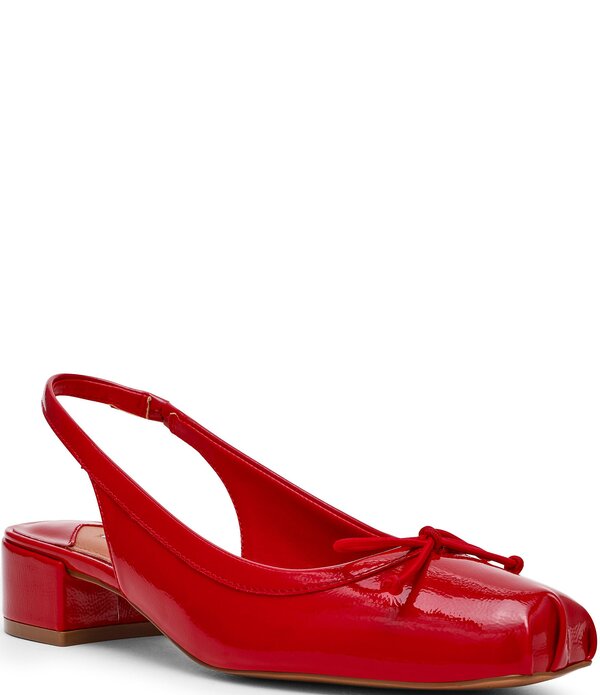 スティーブ マデン レディース シューズ ヒール Steve Madden Loved Crinkle Patent Bow Slingback Pumps Red レッド|ReVida 店