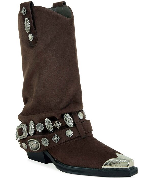 アザレア ワン レディース シューズ ブーツ・レインブーツ キャップ Azalea Wang Ashraf Cap Toe Soft Concho Studded Belt Western Booties Chocolate チョコレート 26,496円