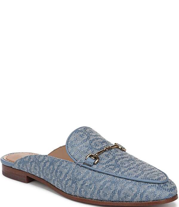 サムエデルマン レディース シューズ パンプス ローファー ロゴ Sam Edelman Linnie Woven Logo Bit Buckle Loafer Mules Azure Blue ブルー