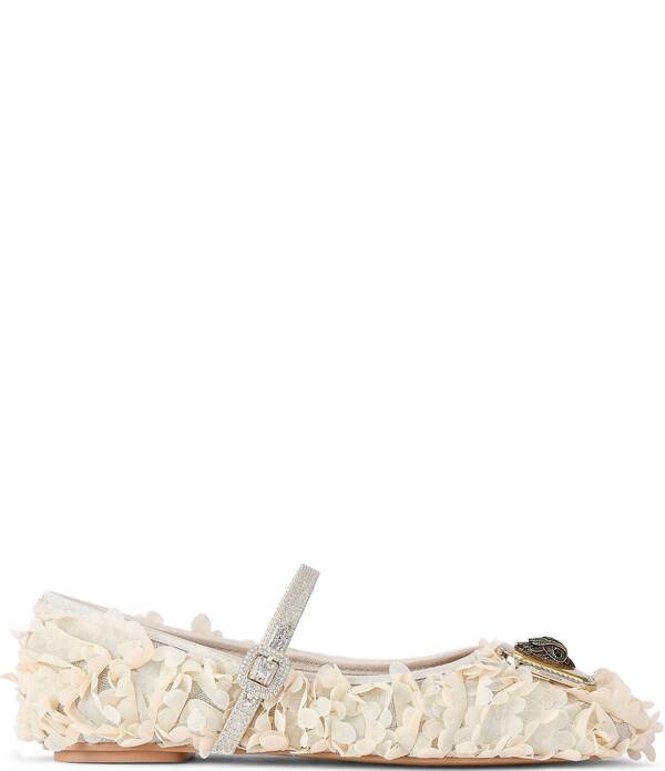 カートジェイガーロンドン レディース シューズ パンプス ロゴ Kurt Geiger London Pimlico Flower Embellished Logo Hardware Mary Jane Ballet Flats Beige Combo ベージュ