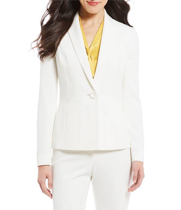 カスパール レディース アウター ジャケット・ブルゾン クレープチ Kasper Petite Size One-Button Crepe Jacket Vanilla Ice