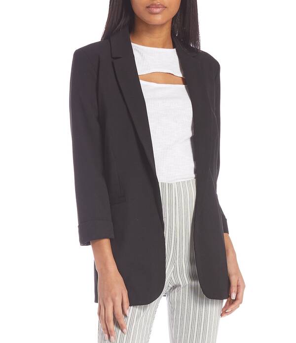 タカラ レディース アウター ジャケット・ブルゾン ブレザー 長袖 Takara Long-Sleeve Shawl Collar Suiting Boyfriend Blazer Black ブラック|ReVida 店