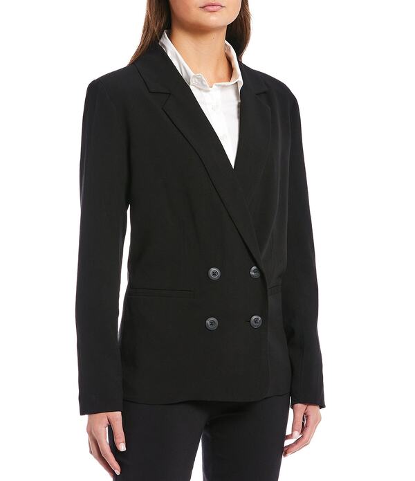 タカラ レディース アウター ジャケット・ブルゾン ブレザー Takara Suit Separates Notch Collar Double Breasted Blazer Jacket Black ブラック