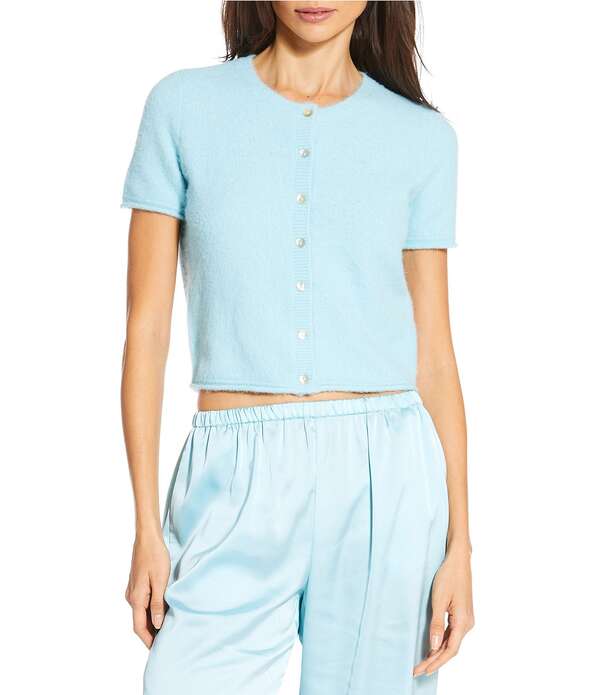 ジャンビニ レディース アウター ニット・セーター クルーネック カーディガン Gianni Bini Everyday Short Sleeve Crew Neck Cardigan Seangel｜ReVida 店