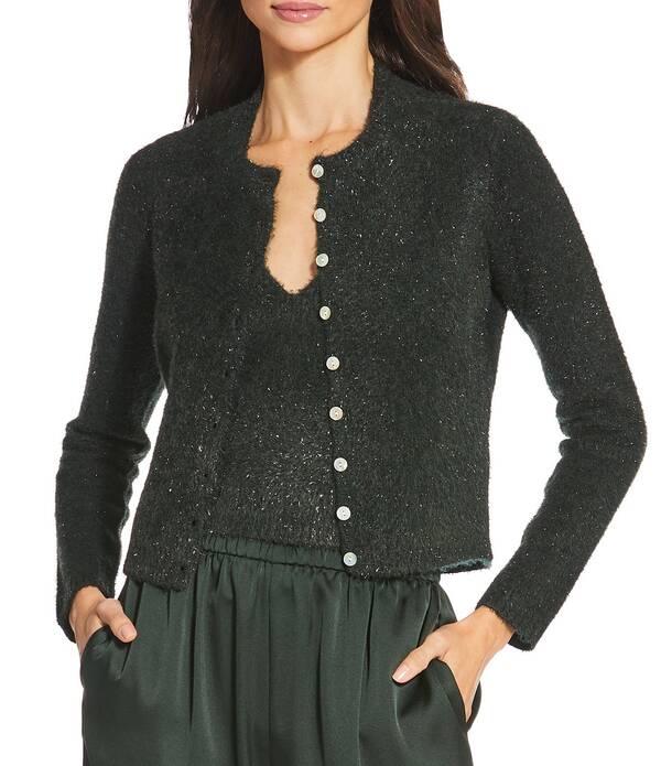 ジャンビニ レディース アウター ニット・セーター トール カーディガン Gianni Bini Starlight Metallic Tinselong Sleeve Cardigan Sweater Tank Top Set Galaxy Green グリーン