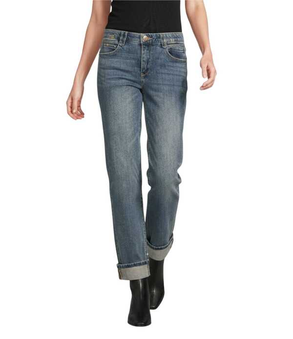 デモクラシー レディース ボトムス デニムパンツ プチ ジーンズ Democracy Petite Size AbsolutionR High Rise Boyfriend Cuffed Jeans Mid Blue Artisanal ブルー｜ReVida 店