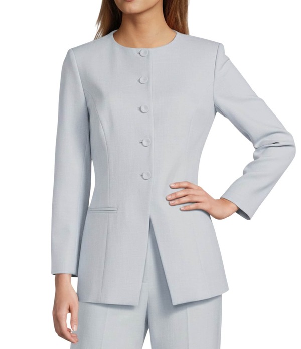アントニオ メラーニ レディース アウター コート ブレザー Antonio Melani Tesslub Suiting Round Neckline Button Front Long Sleeve Blazer Light Blue ブルー|ReVida 店