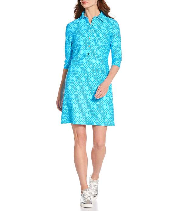 ジュードコーナリー レディース トップス ワンピース プリント シャツ Jude Connally Susanna Bamboo Dot Seaglass Print Point Collar 3/4 Sleeve Polished Classic Shirt Dress Bamboo Dot Seaglass｜ReVida 店