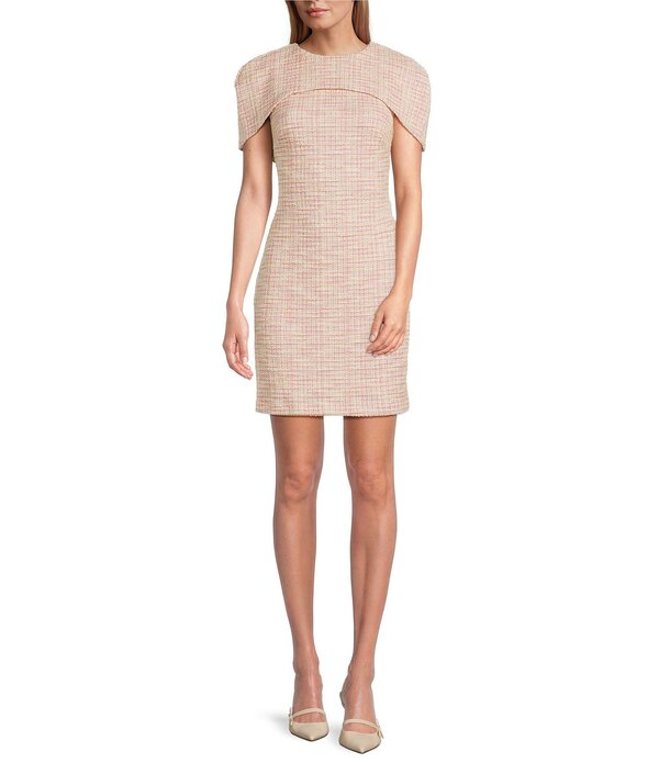 バッジェリーミシュカ レディース トップス ワンピース ミニ ツイード キャップ ケープ Belle by Badgley Mischka Hope Capeletweed Mini Dress Pink ピンク|ReVida 店