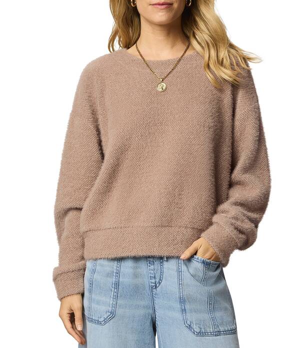 スプレンディット レディース アウター ニット・セーター クルーネック Splendid Fallon Fuzzy Knit Crew Neck Long Sleeve Top Macchiato