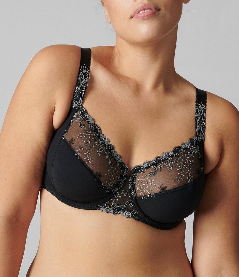 シモーヌペレール レディース アンダーウェア ブラジャー フラワー柄 刺繍 フラワー Simone Perele Delice Floral Embroidered Full Busted Contour Underwire Square Back Bra Moonlight