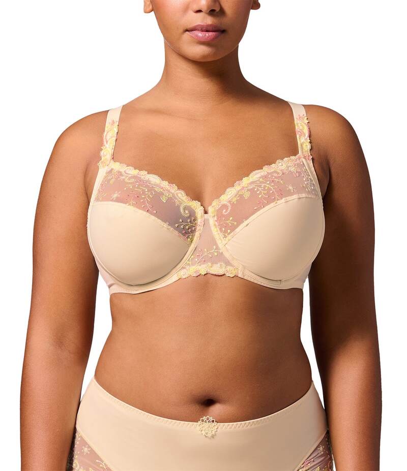 シモーヌペレール レディース アンダーお召しもの ブラ お花柄 刺しゅう お花 Simone Perele Delice Floral Embroidered Full Busted Contour Underwire Square Back Bra Pampa レディース-ブラジャー-インナー・下着・ランジェリー