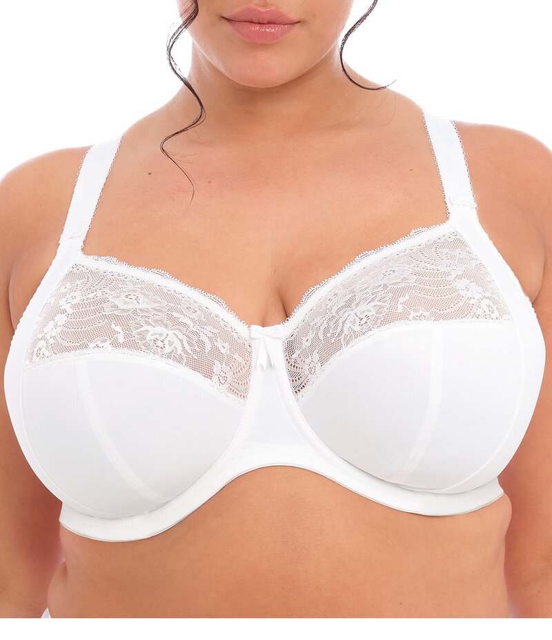 エロミ レディース アンダーウェア ブラジャー レース Elomi Morgan Underwire Stretch Lace Adjustable Bra White ホワイト