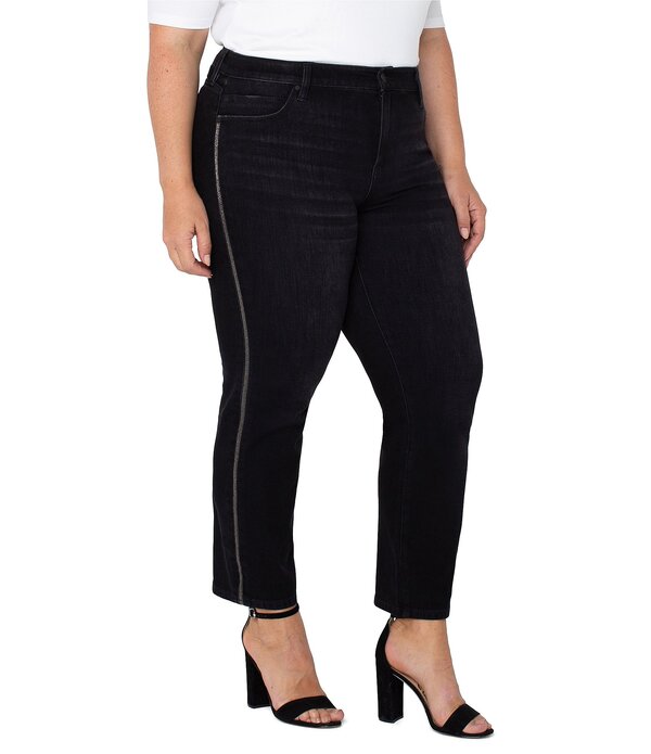 リヴァプール ロサンゼルス レディース ボトムス デニムパンツ プラスサイズ アンクル ジーンズ Liverpoolos Angeles Plusize Liv Non-Skinny Sparkle Side Seam Trim Ankle Jeans Mirror Cove|ReVida 店