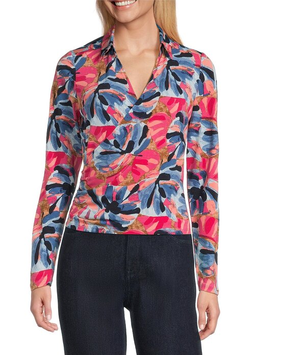 ニックアンドゾー レディース トップス シャツ Vネック ニット NIC + ZOE Firework Foliage Knit V-Neck Long Sleeve Wrap Topink Multi ピンク｜ReVida 店