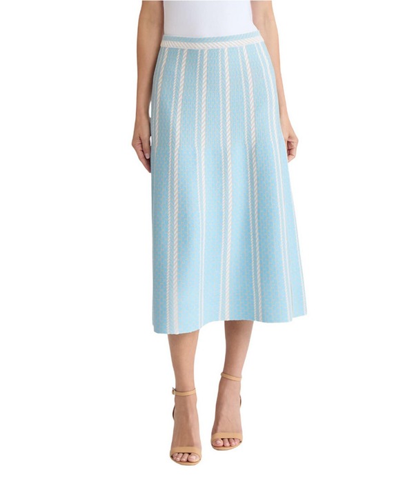 ミンウォン レディース ボトムスカート A ライン ミディ ニット Ming Wang Coordinating Multi-Pattern Soft Knit A-Line Midi Skirt Serene/Limestone マルチカラー
