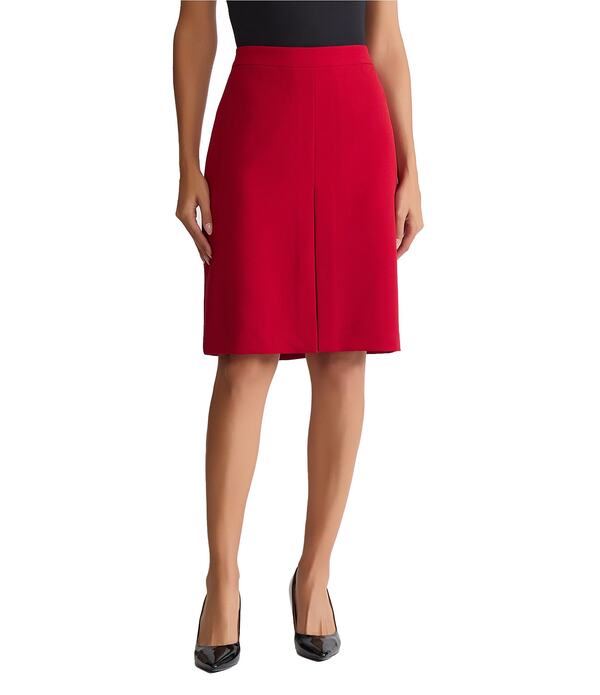 カスパール レディース ボトムスカート クレープ A ライン Kasper Box Pleat Front Crepe A-Line Skirt Fired レッド|ReVida 店