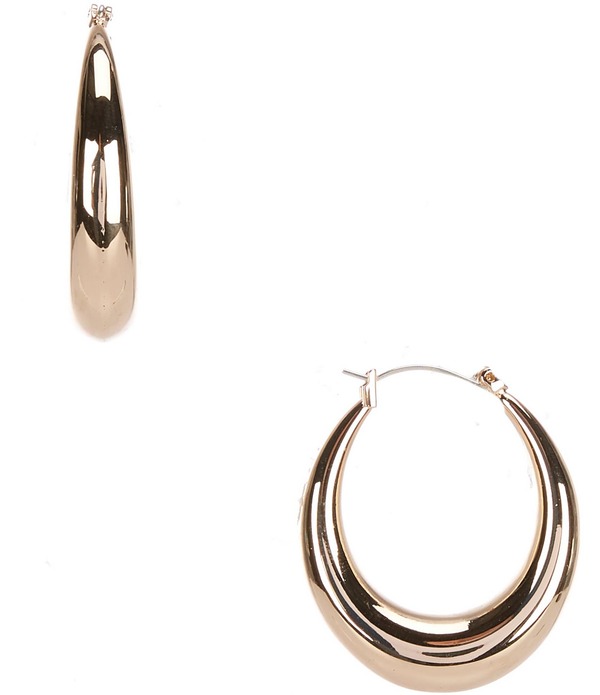 ディラーズ レディース アクセサリー ピアス・イヤリング Dillard's Hollow Metal Oval Puffy Hoop Earrings Gold ゴールド