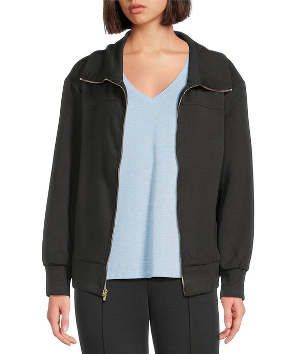 トッミーバハマ レディース アウター 厚地の外套 編み物 上衣 Tommy Bahama Palm Voyage Knit Point Collar Long Sleeve Zip-Up Jacket Black 黒いこと