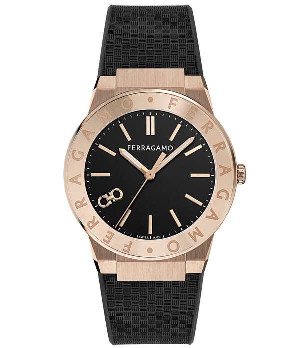 サルヴァトーレ フェラガモ レディース アクセサリー 腕時計 ロゴ Salvatore Ferragamo Men's Ferragamo Sapphire Logo Quartz Analog Black Strap Watch Black ブラック