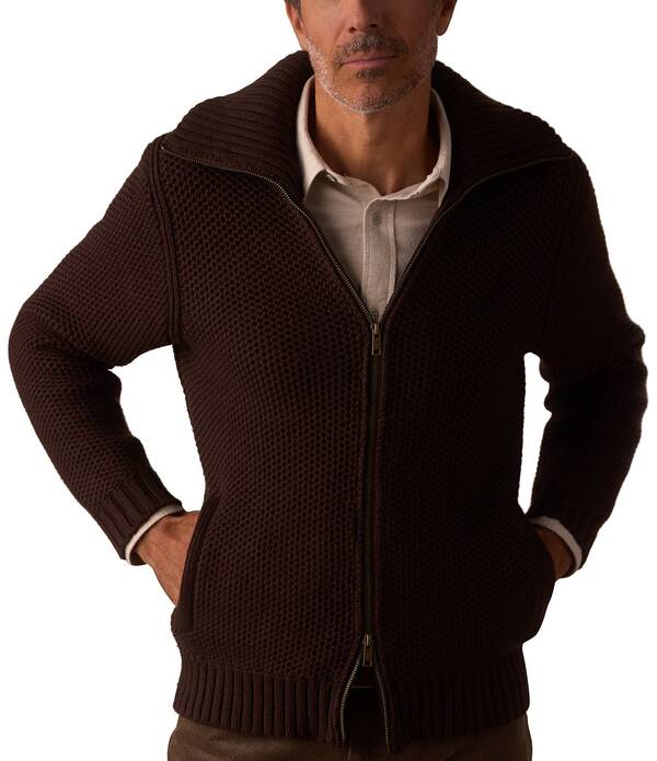 ノーマルブランド メンズ アウター ジャケット・ブルゾン セーター The Normal Brand Waffle Sweater Jacket Dark Brown ブラウン