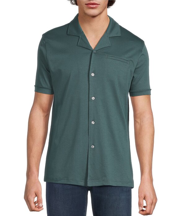 ムラノ メンズ トップス シャツ コート Murano Liquid Luxury Interlock Coat Front Short Sleeve Woven Shirt Antique Teal ティール 16,436円