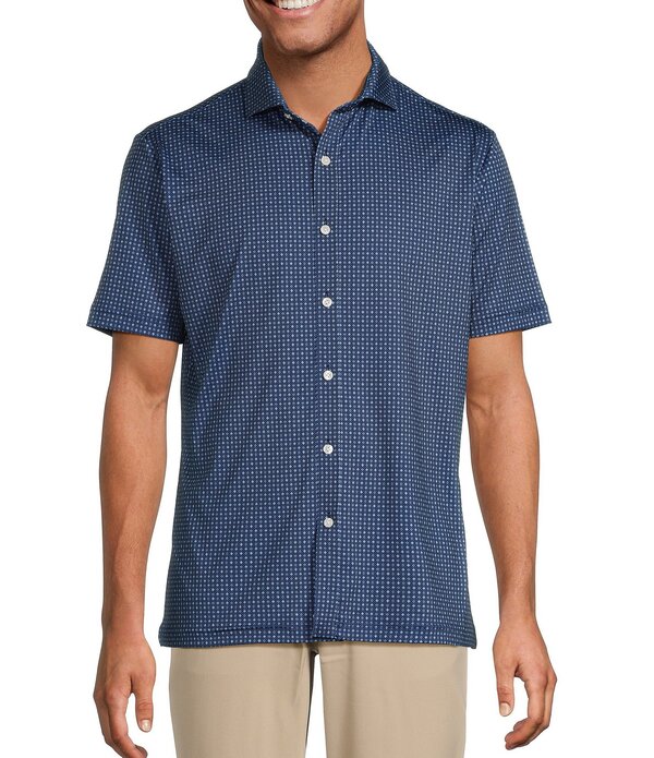ハート シャフナー マルクス メンズ トップス シャツ フラワー柄 プリント フラワー Hart Schaffner Marx Luxury Performance Short Sleeve Cross Floral Print Shirt Midnight