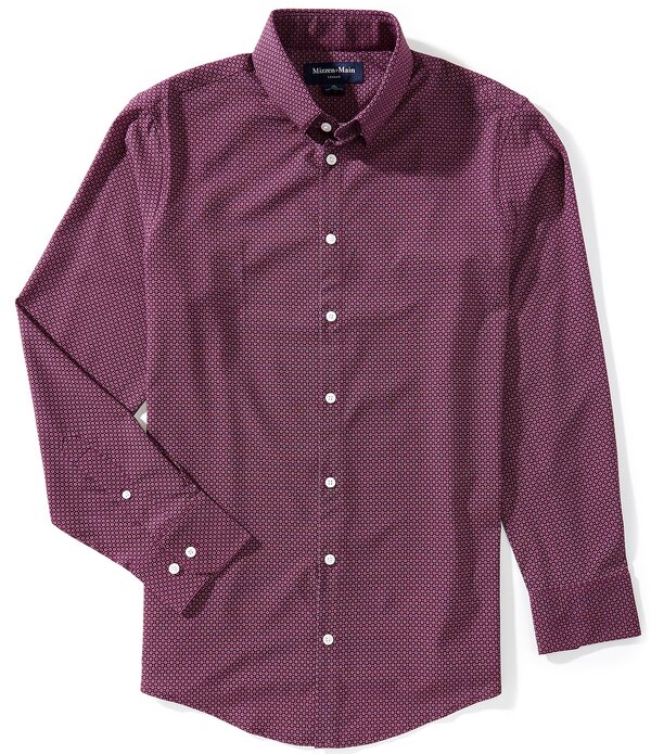 ミズンメイン メンズ トップス シャツ Mizzen+Main Leeward Geo Bloom Long Sleeve Woven Shirt Eggplant