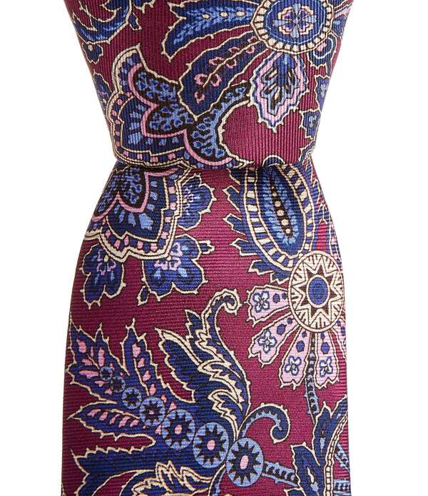 ダニエル クレミュ メンズ アクセサリー ネクタイ プリント シルク Cremieux Jose Paisley Print 3 1/4 Traditional Woven Silk Tie Berry