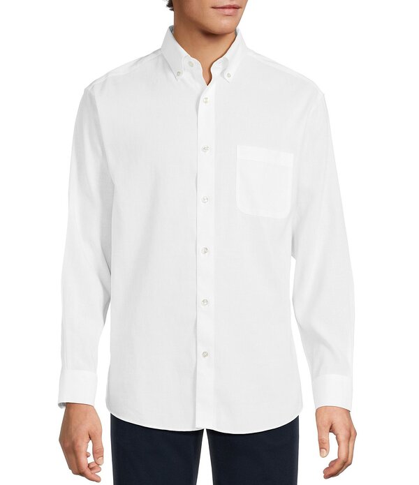 ラウンドトゥリーアンドヨーク メンズ トップス シャツ リネン Gold Label Roundtree & Yorke Non-Iron Long Sleeve Solid Linen Sport Shirt White ホワイト