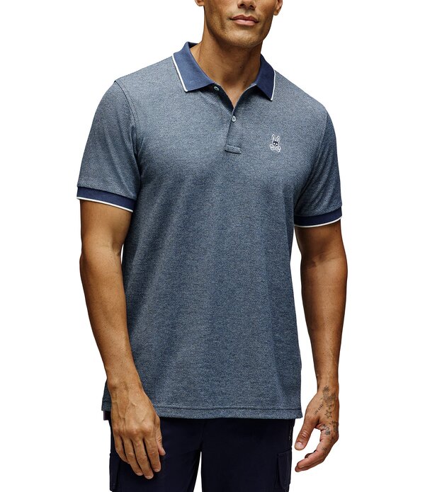 サイコバニー メンズ トップス シャツ クレープ ジャージー Psycho Bunny Indigo Jersey Crepe Polo Shirt Gray Blue グレー