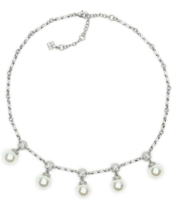 パトリシアナシュ レディース アクセサリー ネックレス・チョーカー レース Patricia Nash Five Pearl Charm Collar Necklace Worn Rhodium パール