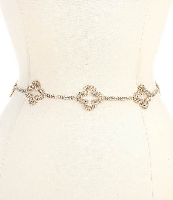 ナターシャ アクセサリー レディース ベルト Natashaccessories Rhinestone Clover Chain Belt Gold/Crystal ゴールド